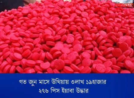 গত জুন মাসে উখিয়ায় ৩লাখ ১৯হাজার ২৭৬ পিস ইয়াবা উদ্ধার