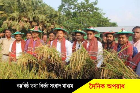 কুষ্টিয়ায় কম্বাইন হারভেষ্টারের সাহায্যে শস্য কর্তন ও মাঠ দিবস পালিত