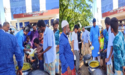 বন‌্যায় আশ্রয় নেয়া মানুষকে রান্না করা খাবার দিলেন যুবলীগ নেতা খন্দকার মঞ্জুর আহমেদ